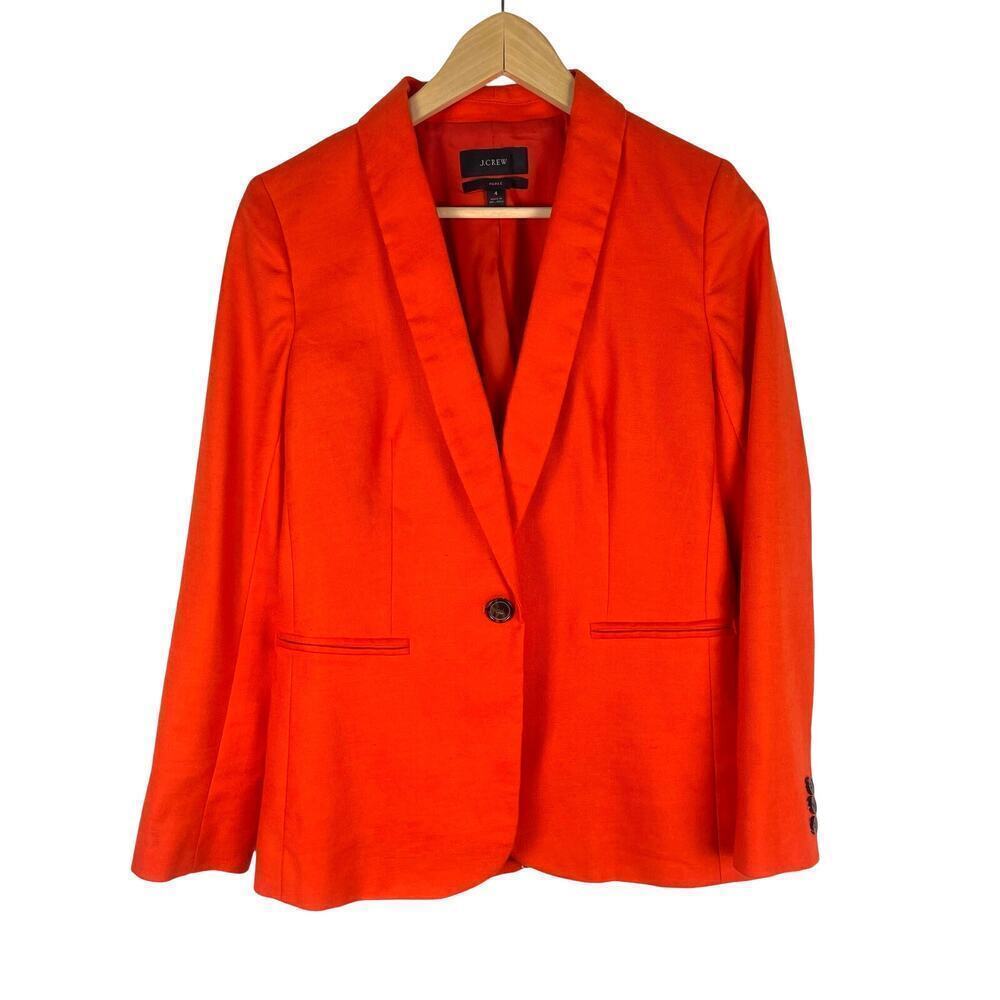 J. Crew Vibrant Orange Single-Button Shawl-Collar Blazer